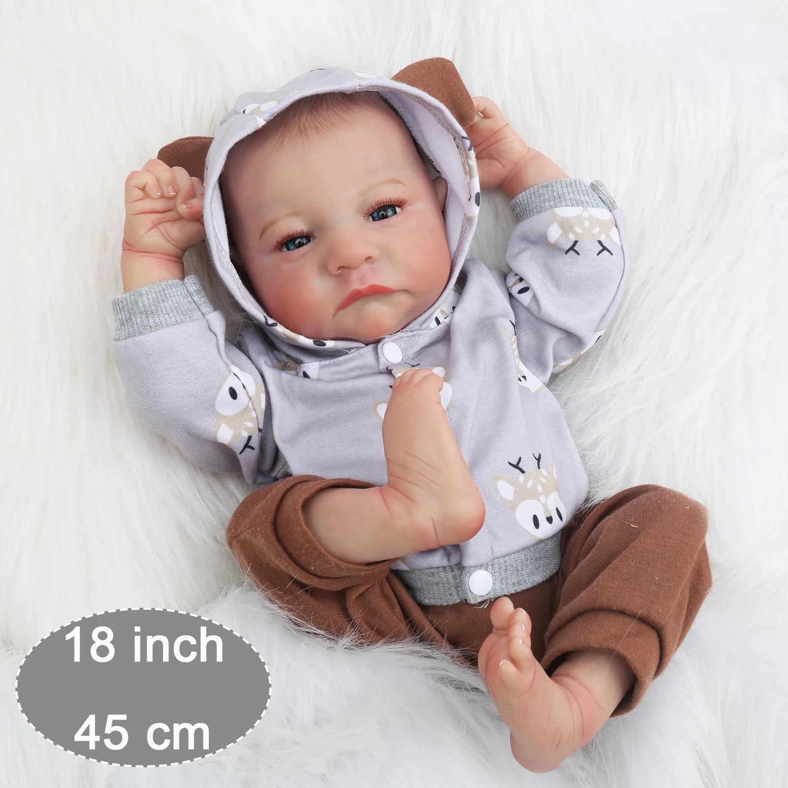 Reborn Baby Dolls Boy - 17 Inch Anatomically Correct Realistic Newborn Doll Eyes Open Baby Real Life Full Vinyl Body ShopOnlyDeal