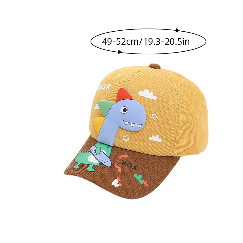 Cartoon Dinosaur Children Baseball Cap Cute Animal Kids Sun Hat Spring Corduroy Outdoor Boys Girls Peaked Caps Bonnet Gorras ShopOnlyDeal