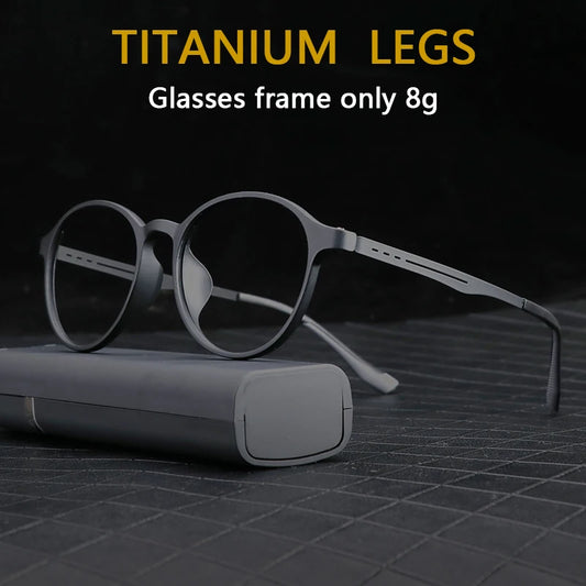 New 2024 Business Eyewear Retro Round TR90 Titanium Eyeglasses Myopia Optical Prescription Glasses Frame For Men ShopOnlyDeal