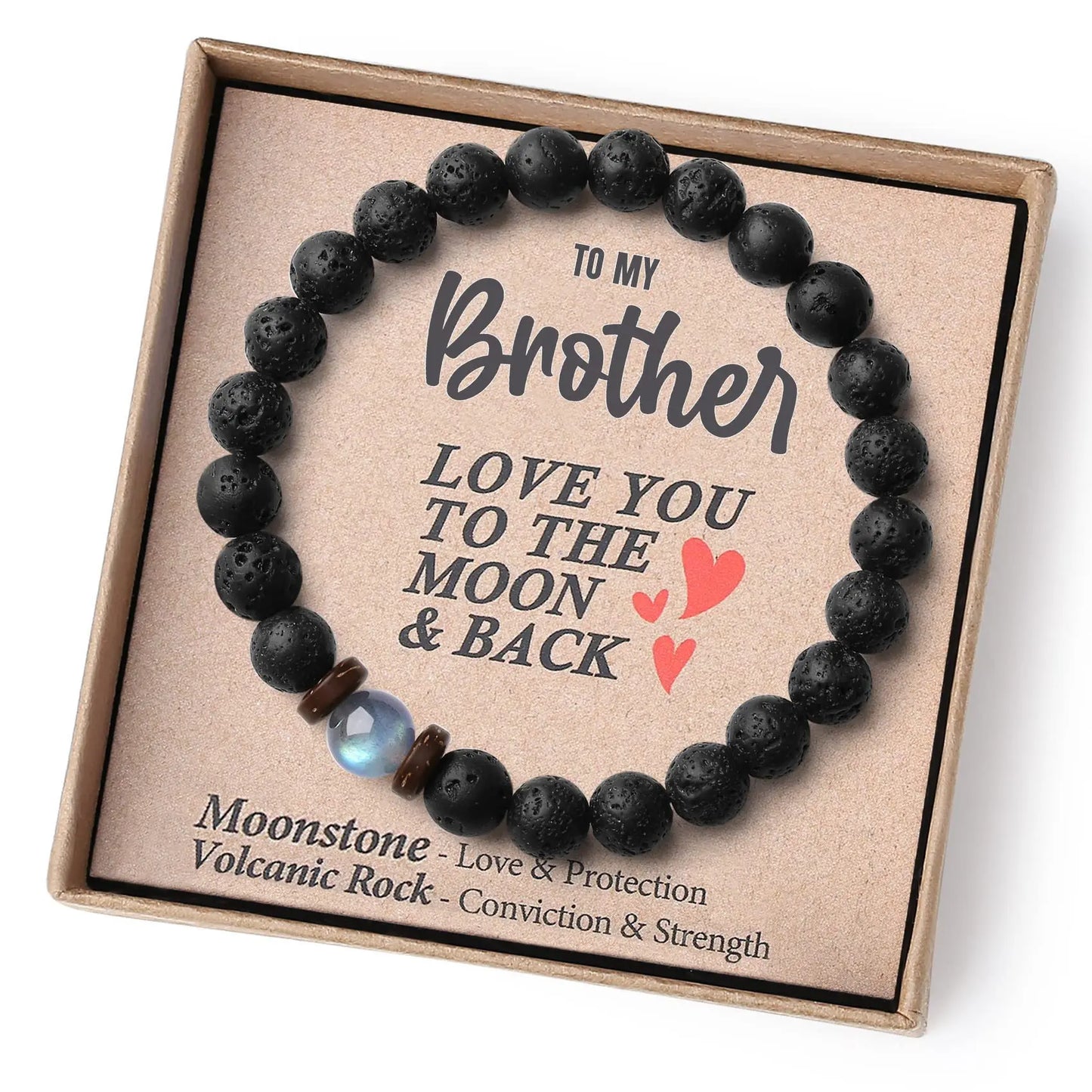 Volcanic Stone Bracelet | "To My Son" Stretch Rope Bracelet | Father’s Day Gift from Dad | Volcanic Stone and Moonstone Bracelet for Men and Women ShopOnlyDeal