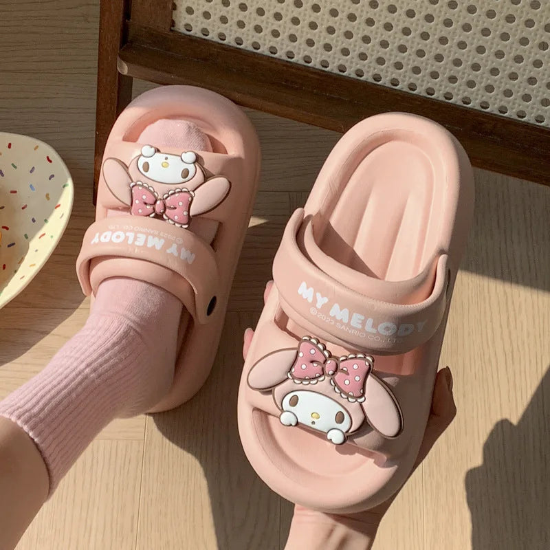 Sanrio My Melody Kuromi Sandal Girl Cartoon Summer Outerwear | Thick Sole Anti-Slip Shoes | Indoor Cute Comfortable Slippers New ShopOnlyDeal