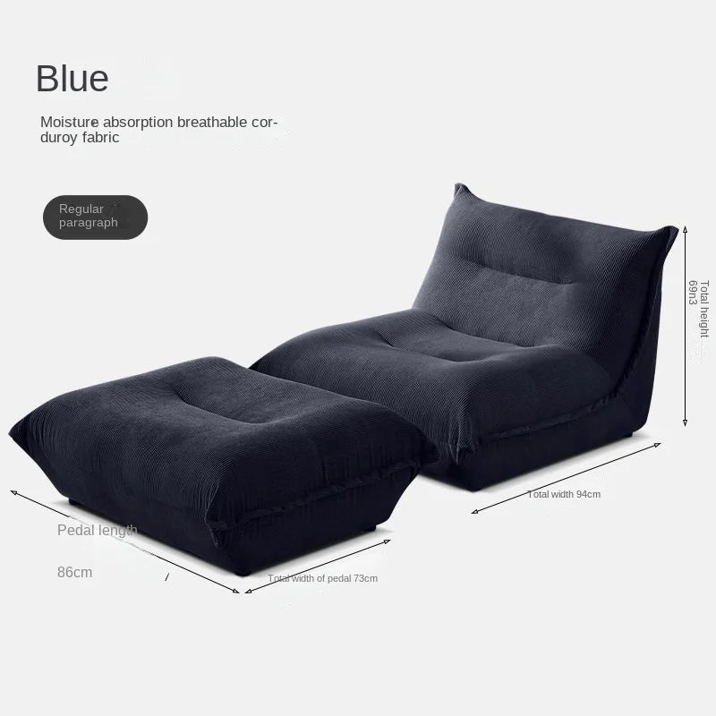 X&D Corduroy Material High Resilience Lazy Sofa Lie Sleep Small Room Balcony Leisure Lounge Chair Bedroom Single Relaxation Sofa ShopOnlyDeal