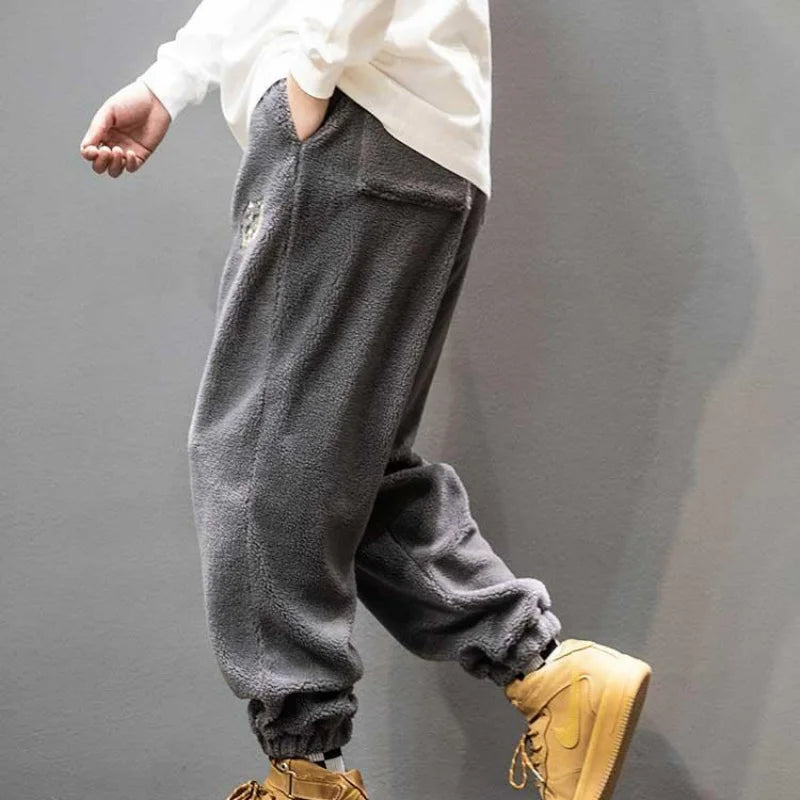 Autumn Winter Men Big Size Lamb Fleece Sweatpants Y2k Vintage Coffee Streetwear Fashion Male Clothes New Casual Warm Trousers ShopOnlyDeal