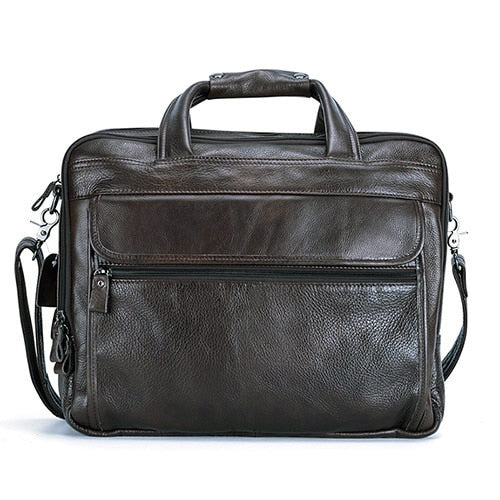 Large Men Leather Handbgs Male Genuine Leather Business Travel Brifcases Bag Men's 15.6 Inch Laptop Shoulder Bag Business A4 Bag ShopOnlyDeal