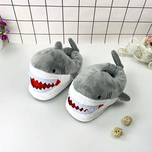 Slip-on Shark Slippers Indoor fur slides woman girls gray fluffy shoes women's slippers home sharks Slipper Female Flip flops ShopOnlyDeal