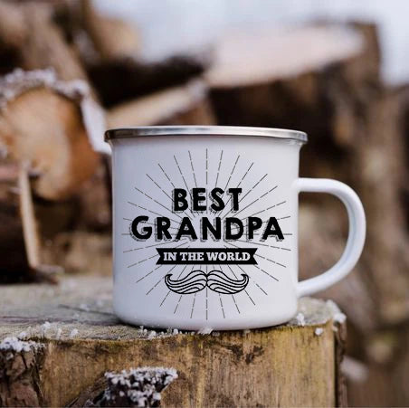 Promoted to Grandpa Mug | Grandfather Coffee Mugs for Pregnancy Announcement | New Baby Family Enamel Cup | Surprise Gift for Grandad ShopOnlyDeal