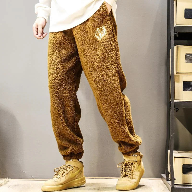 Autumn Winter Men Big Size Lamb Fleece Sweatpants Y2k Vintage Coffee Streetwear Fashion Male Clothes New Casual Warm Trousers ShopOnlyDeal