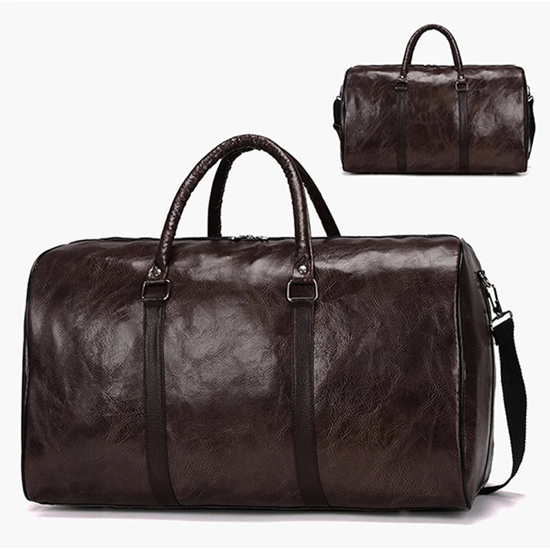 Leather Travel Bag Large Duffle Independent Big Fitness Bags Handbag Bag Luggage Shoulder Bag Black Men Fashion Zipper Pu ShopOnlyDeal