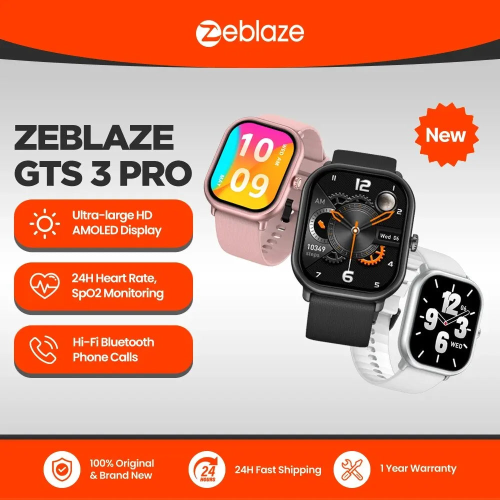 Zeblaze GTS 3 Pro Voice Calling Smart Watch Ultra-big HD AMOLED Screen Health and Fitness Tracking Smartwatch for Men Women ShopOnlyDeal