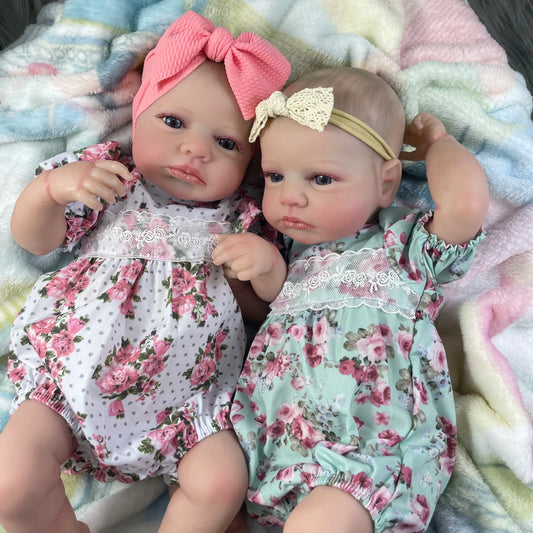 MRB 50CM LouLou Awake Twins Girl Reborn Baby Dolls Lifelike Silicone Vinyl Newborn 3D Skin Visible Veins DIY Toys For Girls ShopOnlyDeal