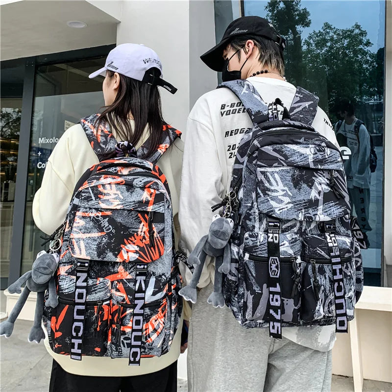 Men's Women's Casual Travel Large Capacity Graffiti Oxford Cloth Material Breathable Wear Resistant Water Repellent Backpack ShopOnlyDeal