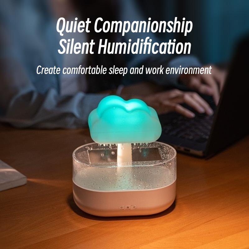 Rain Cloud Night Light Humidifier With Raining Water Drop Sound And 7 Color Led Light Essential Oil Diffuser Aromatherapy New 2023 ShopOnlyDeal