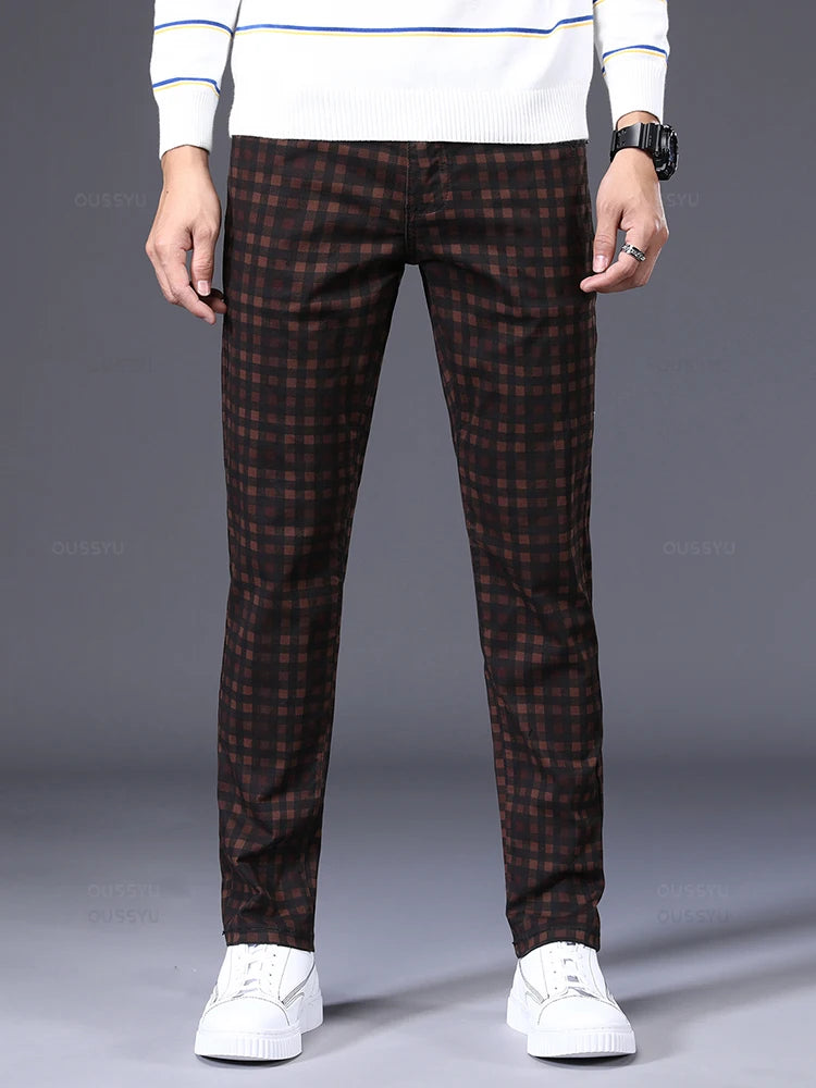 High Quality Brand Clothing Classics Plaid Casual Pants Men 98%Cotton Retro Business Banquet Check Trousers Male Plus Size 40 42 ShopOnlyDeal