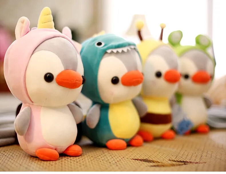 Cute Plush Toy Penguin Transforms into Dinosaur, Frog, Unicorn, and Bee – A Fun Stuffed Doll Cartoon Animal Ideal for Kids' Birthday and Christmas Gifts ShopOnlyDeal