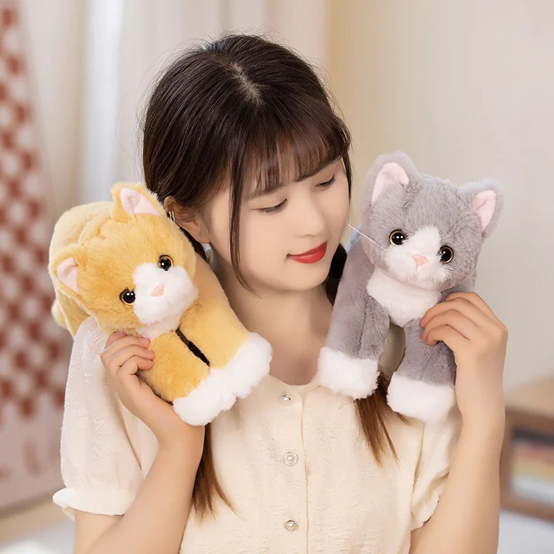 53CM Cute Simulated Cat Doll Plush Toy | Stuffed Soft Animal Plush White Gray Kitten Pillow | Kids Girls Birthday Gift | Pet Toys Decoration ShopOnlyDeal