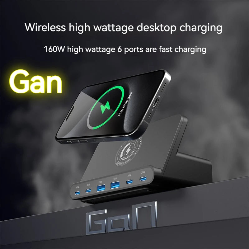 160W Multi Wireless Charger Stand PD 65W USB Type C QC3.0 Charging Station For Laptop Iphone 15 14 Pro Max Samsung Carregador ShopOnlyDeal