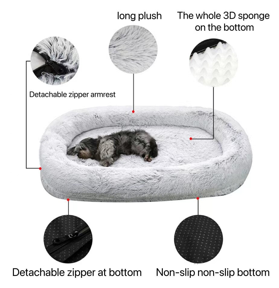 Airopaws™ Giant Human Dog Bed Long Plush Huge Size Pet Bed Sleeping Warm Nest Human Size Comfortable Nest For Human And Pet Dog Cat ShopOnlyDeal