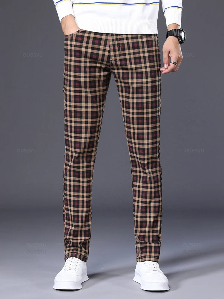 High Quality Brand Clothing Classics Plaid Casual Pants Men 98%Cotton Retro Business Banquet Check Trousers Male Plus Size 40 42 ShopOnlyDeal