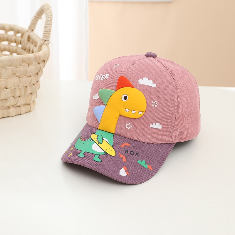 Cartoon Dinosaur Children Baseball Cap Cute Animal Kids Sun Hat Spring Corduroy Outdoor Boys Girls Peaked Caps Bonnet Gorras ShopOnlyDeal