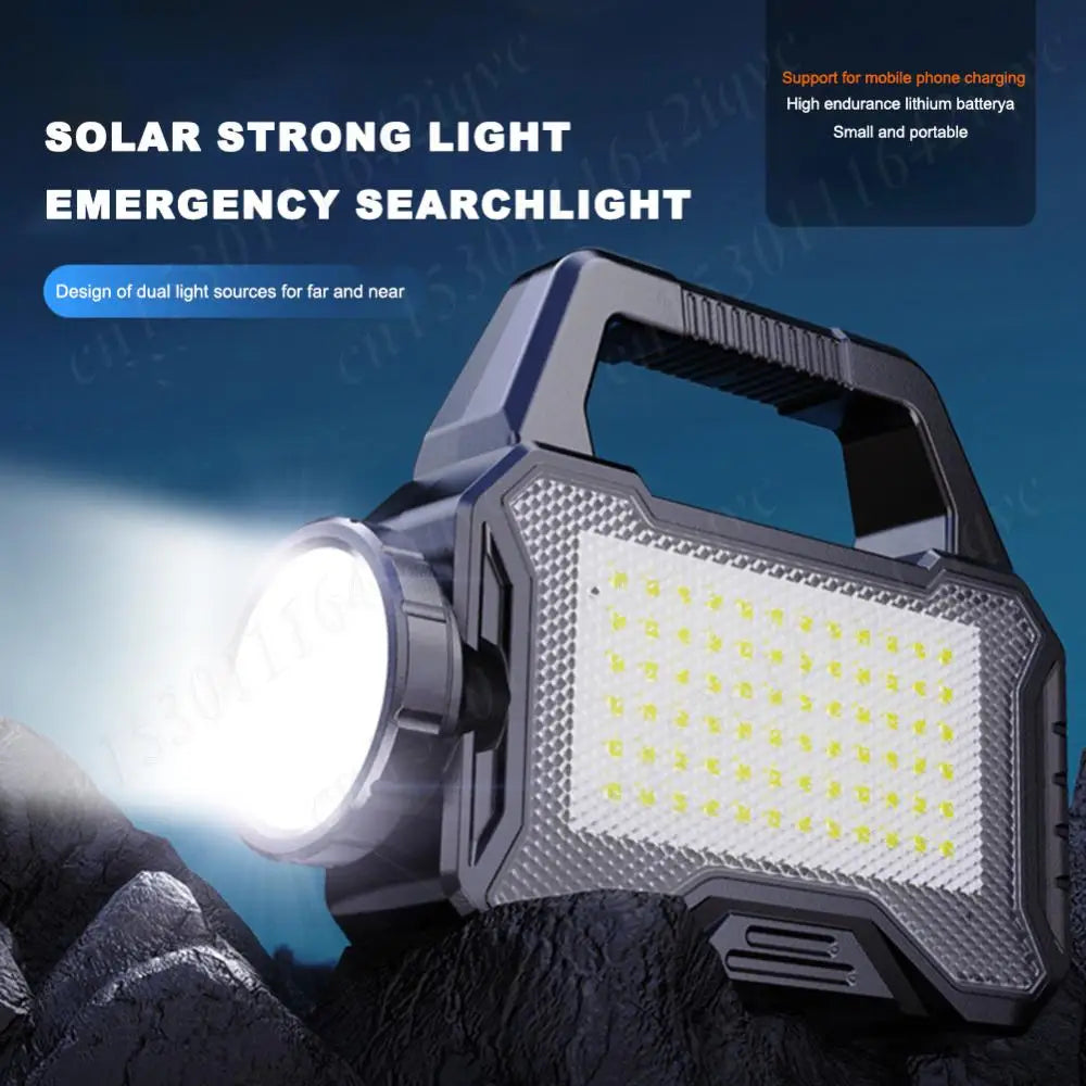 Solar Camping Lantern Led Flashlight Outdoor Camping Searchlight Type-C Rechargeable Handheld Spotlight Torch COB Hiking Fishing ShopOnlyDeal