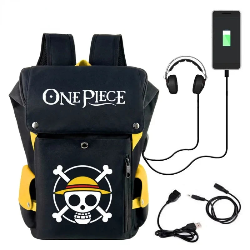 One Piece Peripheral Student Backpack One Piece USB Charging Printing Casual Computer Bag Travel Bag Bucket Bag Children's Gifts ShopOnlyDeal