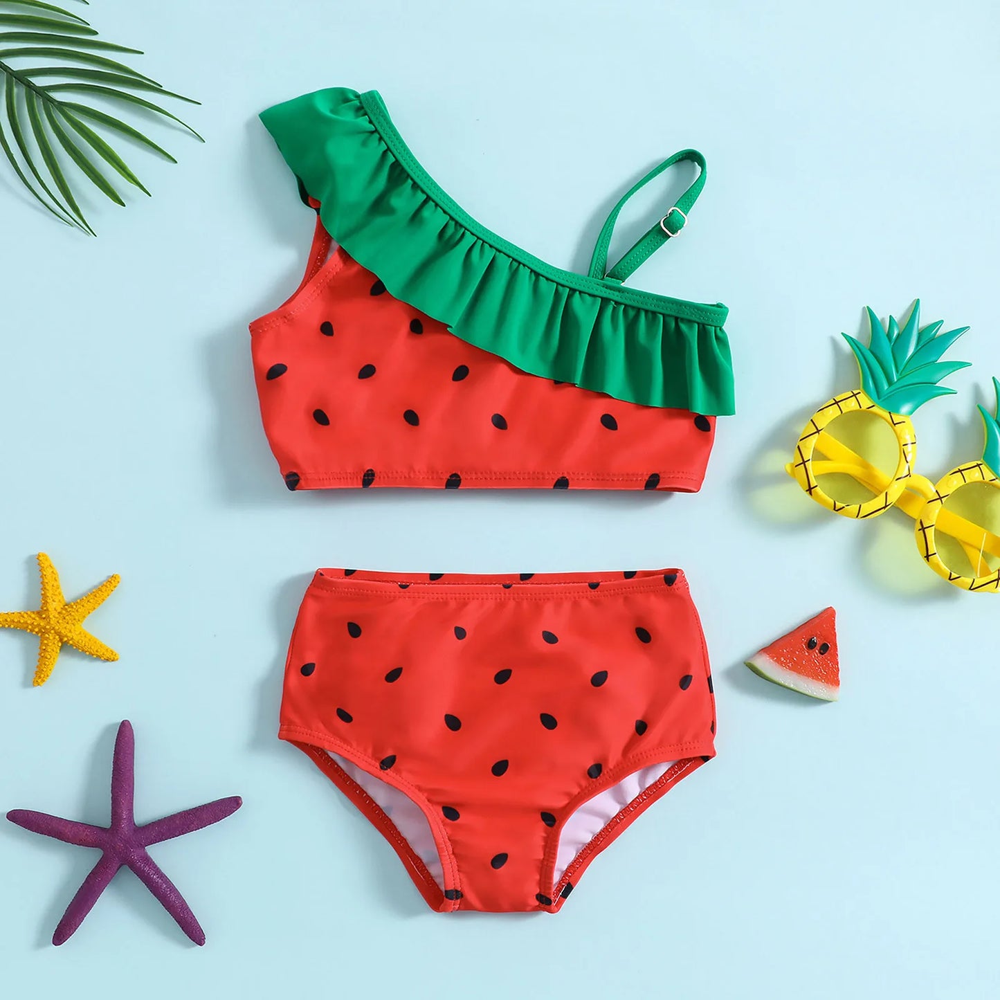 1 2 3 4 5 Years Toddler Kids Baby Girl Swimsuits Cute Watermelon Prints Sleeveless Tops+Shorts Bikini Bathing Suits Beach Wear ShopOnlyDeal