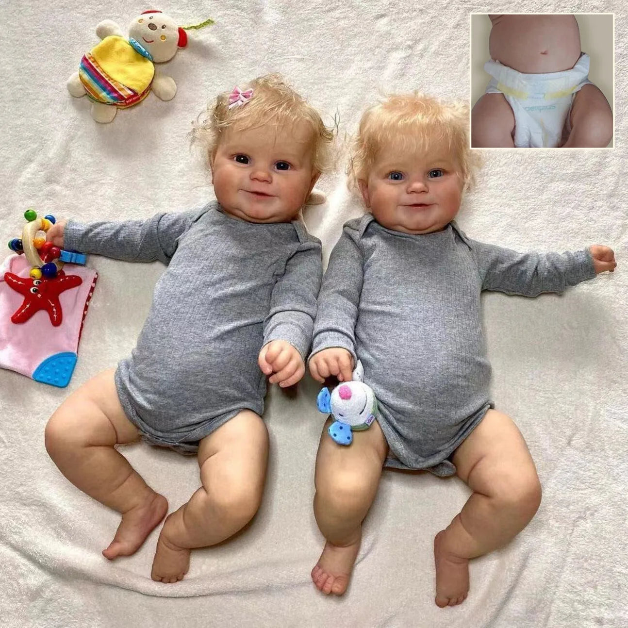 50CM/20inch Reborn Baby Doll Blond Hair Maddie Silicone Vinyl  Finished 3D Painted Skin Veins Art Collection Doll Gift For Girls ShopOnlyDeal