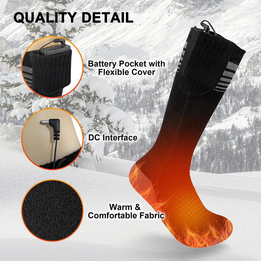 Unisex Battery Heated Socks Breathable Rechargeable Heated Socks Cozy Washable for Camping Fishing Cycling ShopOnlyDeal