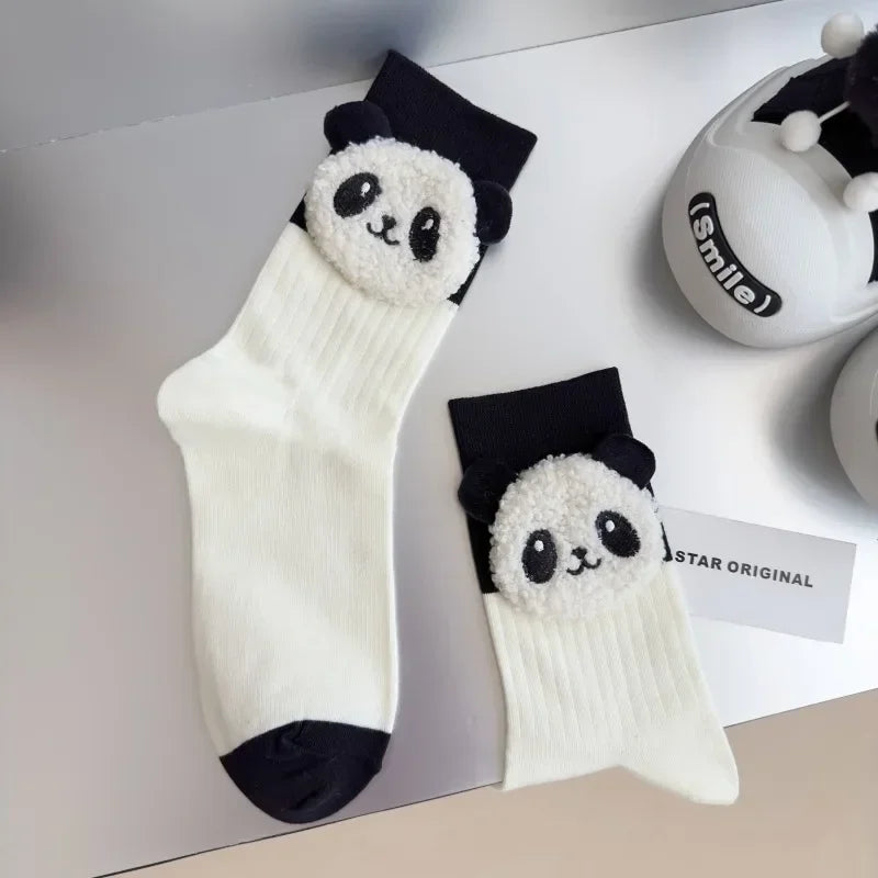 Pure Cotton Cute Designer Panda Women Socks | Kawaii Funny Black and White Middle Tube Socks ShopOnlyDeal