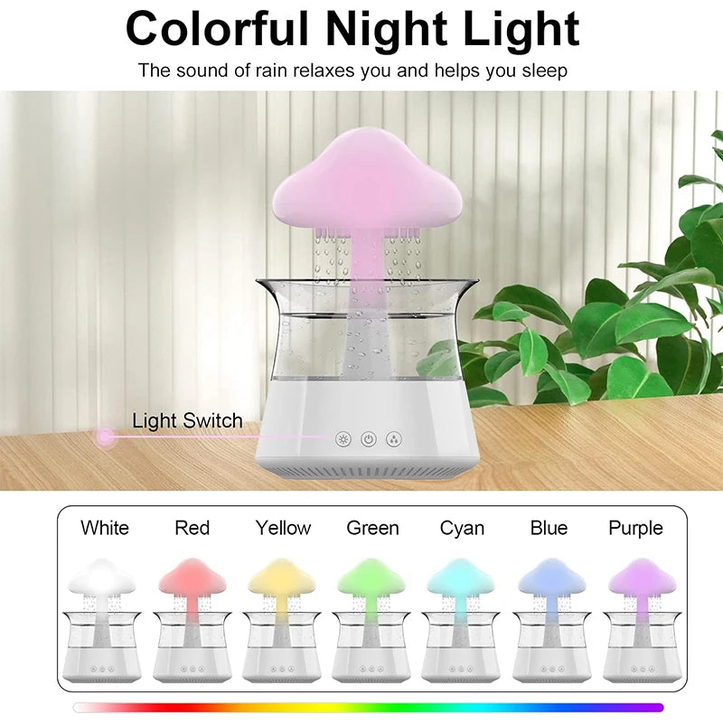 New Rain Cloud Electric Air Humidifier 300ml Water Drip Mushroom Aroma Diffuser with Colorful Night Light for Home Bedroom Gift ShopOnlyDeal