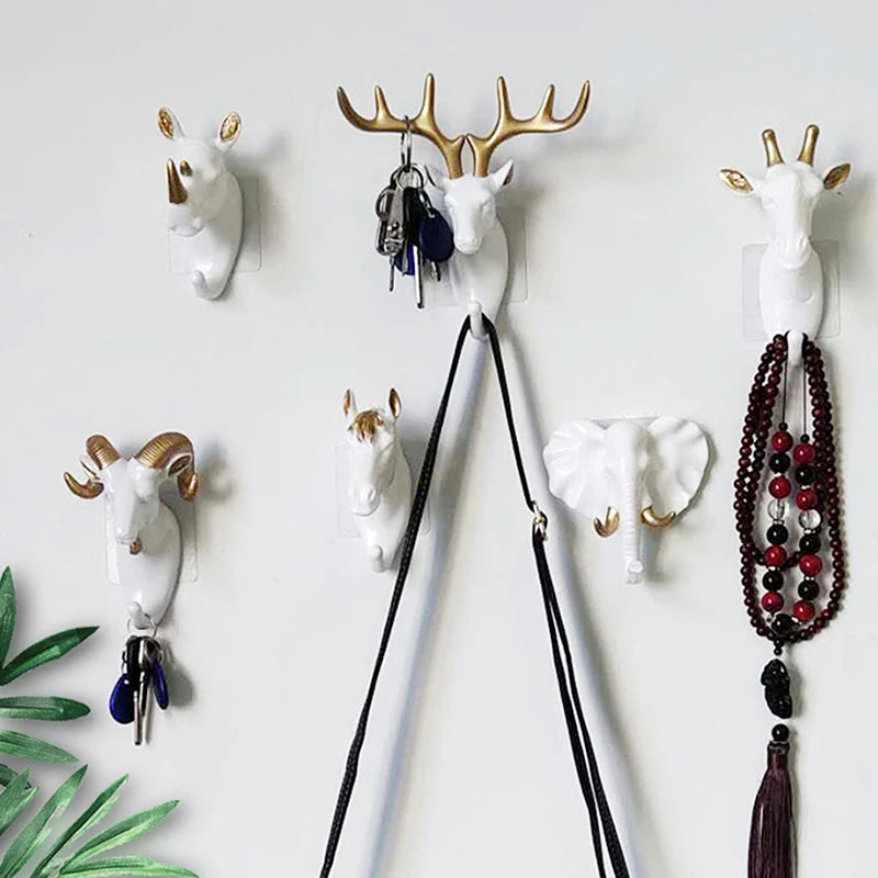 Multi Colour Deer Head Animal Decorative Hooks Wall Hanging Behind Door Wall Clothes Hat Key Holder Storage Rack Home Decor ShopOnlyDeal