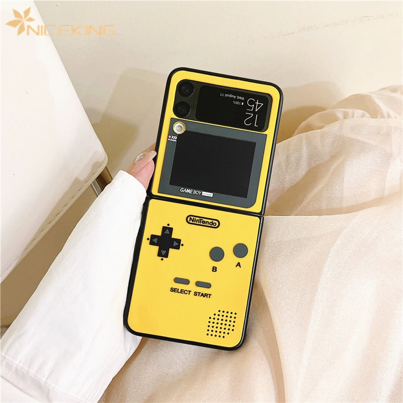 3D Antenna Game Boy Phone Case For Samsung Galaxy Z Flip 5 Luxury Hard Plastic Frame Silicone Cover For Samsung Z Flip 3 4 5G ShopOnlyDeal