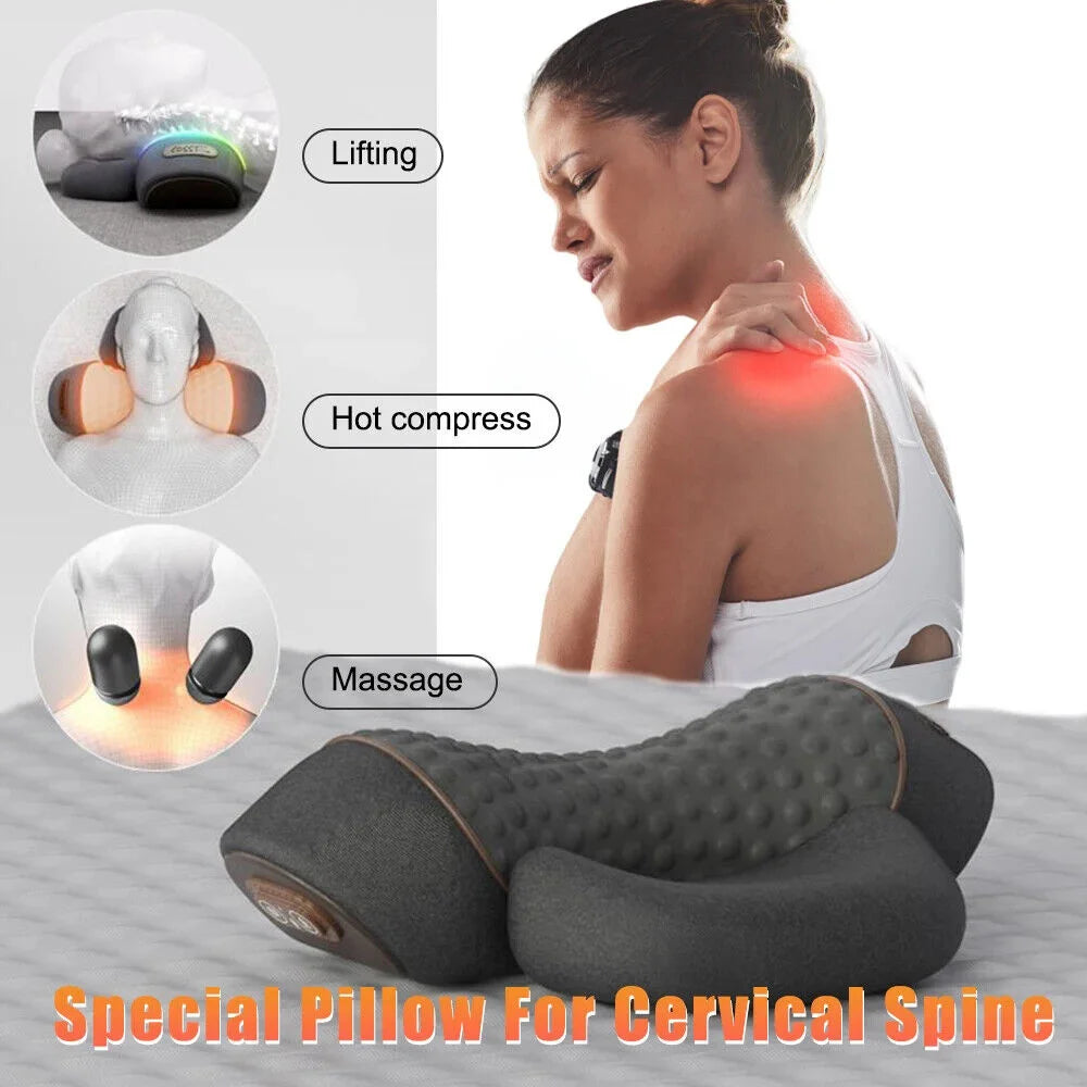 Electric Massager Cervical Pillow Hot Compress Vibration Massage Neck Traction Relax Sleeping Memory Foam Pillow Spine Support ShopOnlyDeal