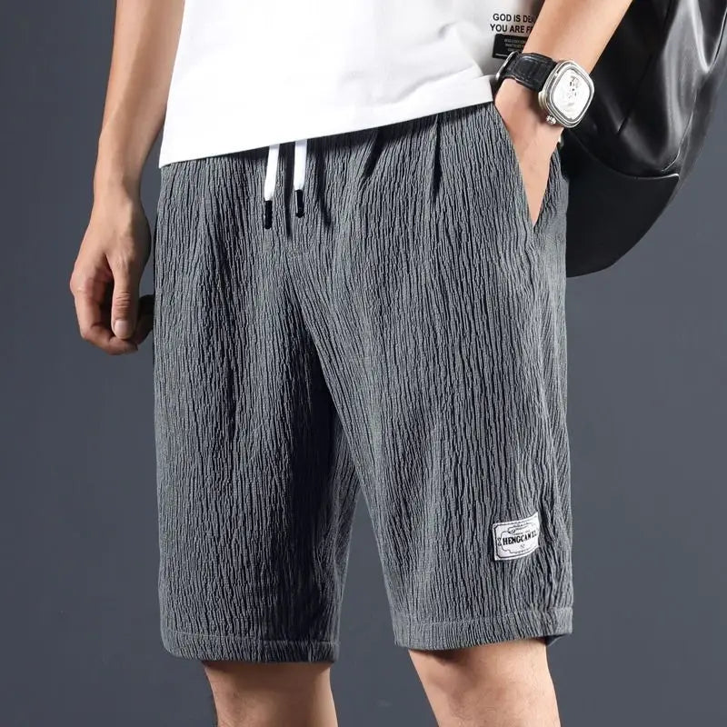 Summer Essentials Men Quick Dry Breathable Beach Shorts Elastic Waist Pockets Loose Casual Solid Fashion Sport Ice Short Pants ShopOnlyDeal