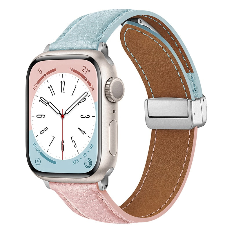 Leather Magnetic Buckle Strap for Apple Watch 8 45mm 41mm Ultra 49mm Geniune Leather Band for iWatch Series 7 6 5 38mm 41mm 40mm ShopOnlyDeal