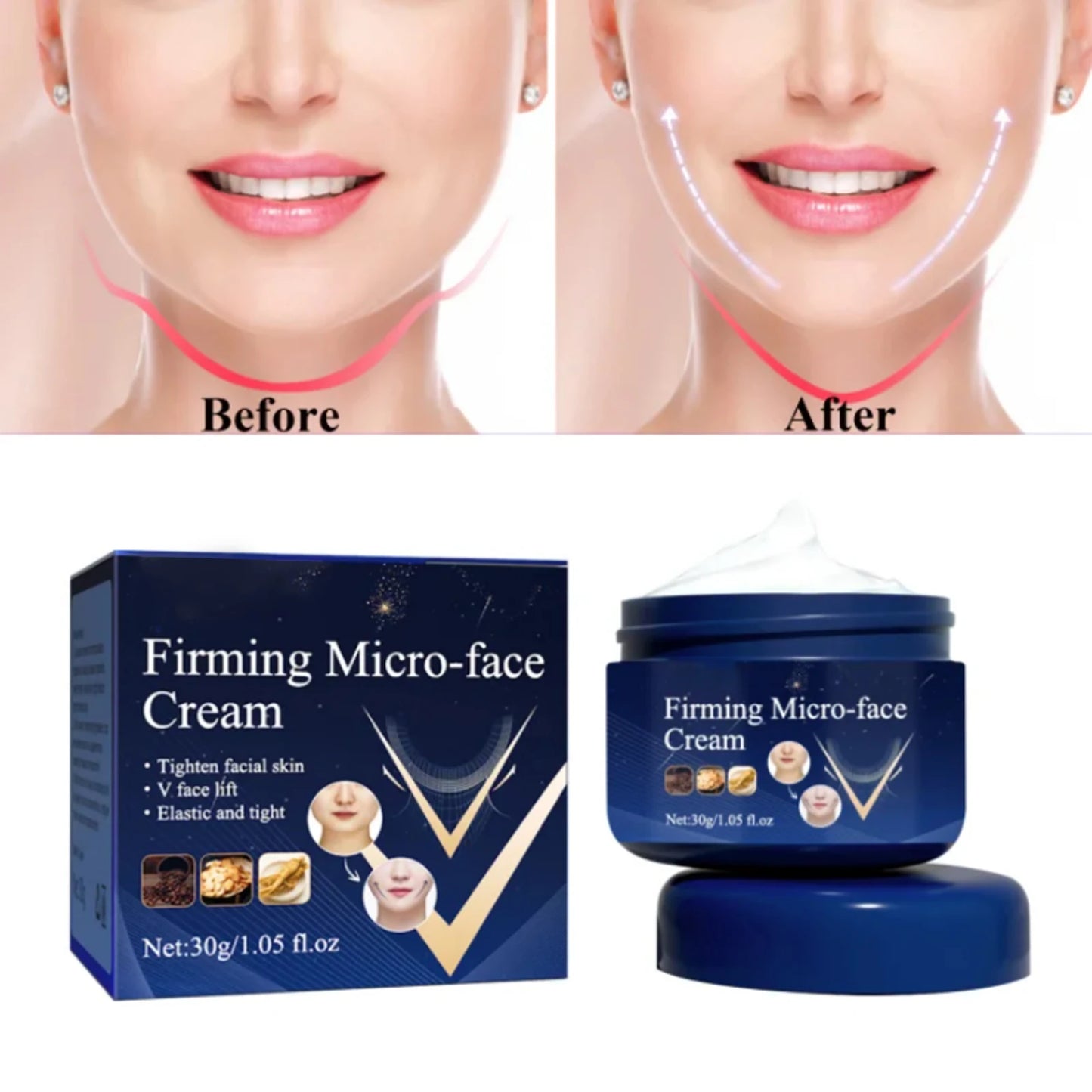 V-Shape Slimming Cream Face Lift Firming Cream Removal Double Chin Slimming Masseter Muscle Fat Burning Anti-aging Beauty Health ShopOnlyDeal