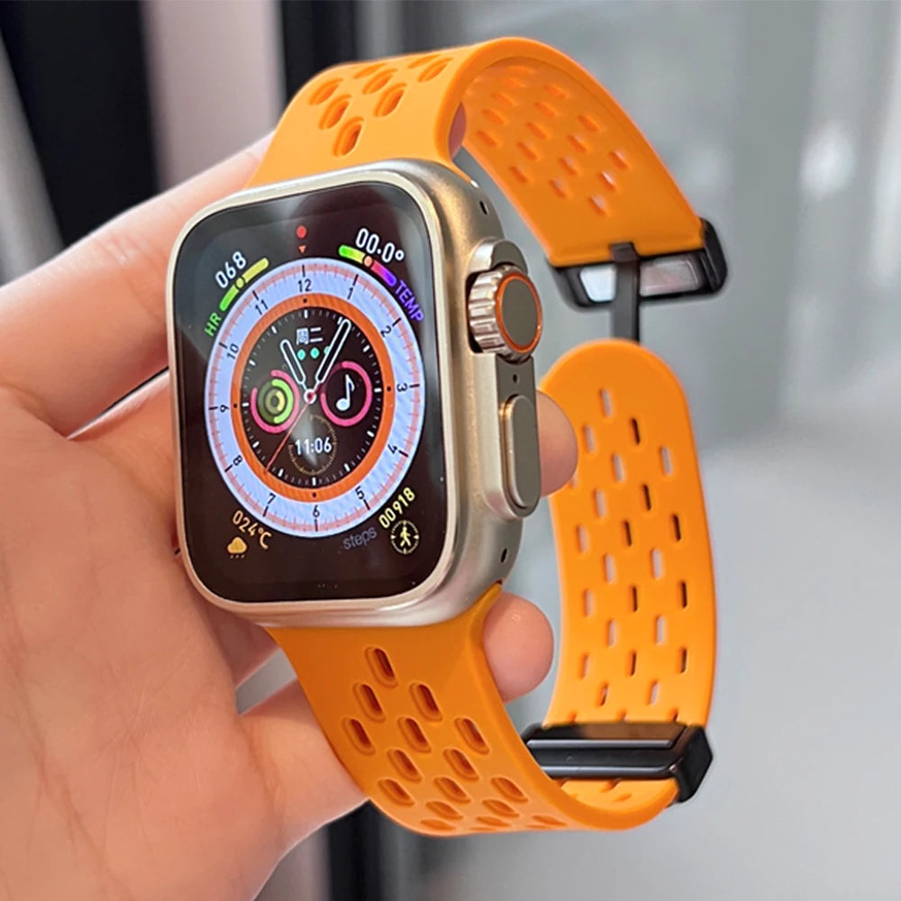 Magnetic Strap for Apple Watch | Compatible with Ultra Band 49mm, 44mm, 45mm, 40mm, 41mm, 42mm, 38mm | Silicone Bracelet for iWatch Series 7, 8, SE, 6, 5, 3 | Correa ShopOnlyDeal