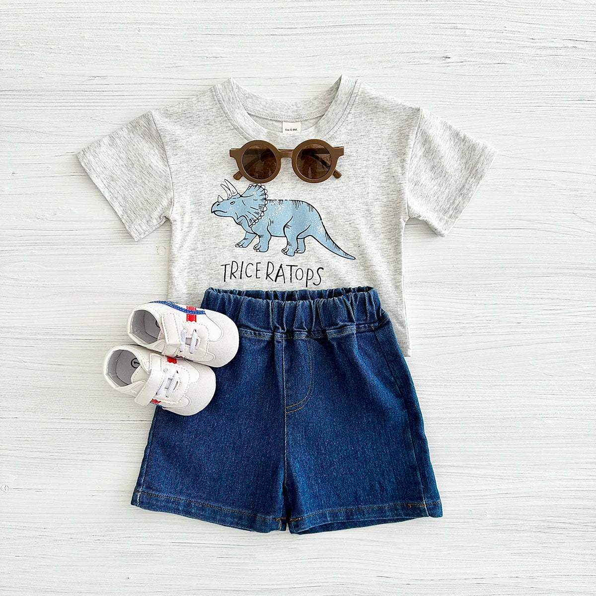 New Set Summer Baby Boy Clothes Cartoon Cotton T-shirt Short Sleeved+shorts Dinosaur Print Girl Clothes 0-3 Years Child Newborn ShopOnlyDeal