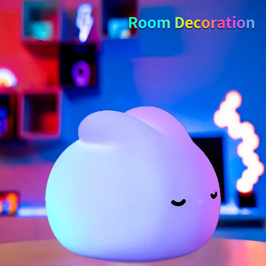 Silicone Rabbit Night Lamp Dream Rabbit Night Light LED Touch Sensor Lamp Timing Desktop Decoration Children's Night Light Gift ShopOnlyDeal