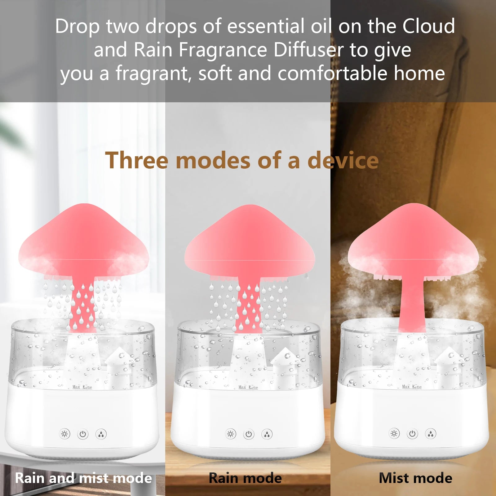 300/450ml 7 Colours Lights Cloud Rain Humidifier Raindrop Humidifier Multifunctional Aroma Diffuser Humidifier for Desk Bedside ShopOnlyDeal