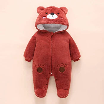 0-12M Baby Rompers Cute Bear Toddler Girls Overall Jumpsuit Winter Warm Hooded Cotton Baby Boys Romper Infants Crawling Clothing ShopOnlyDeal