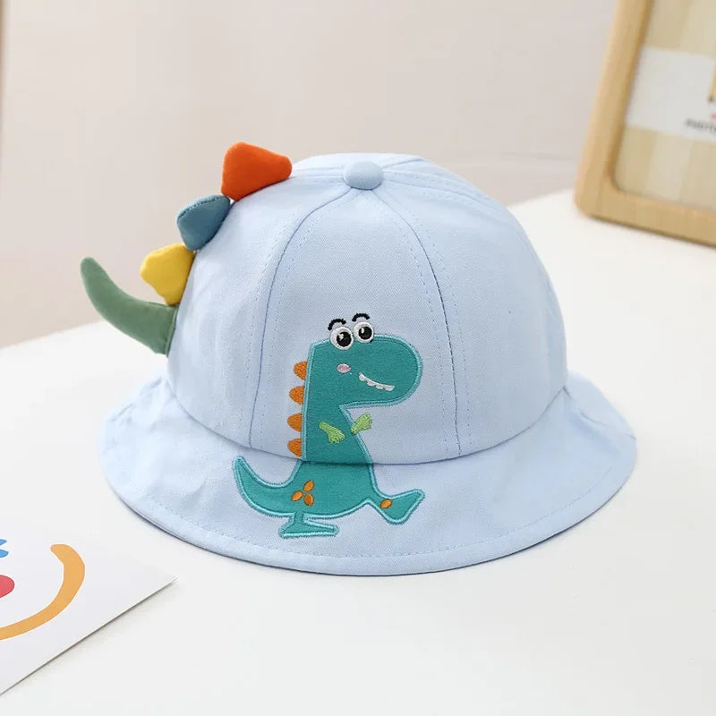 New Cartoon Dinosaur Summer Baby Hat for Girls Boys Panama Toddler Wide Brim UV Beach Sun Cap Outdoor Children Fisherman Hat ShopOnlyDeal