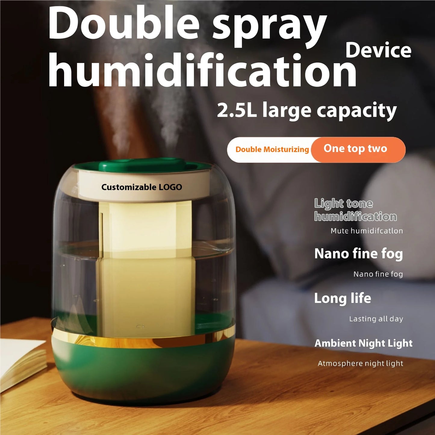 2.5L 4L Quiet Large Capacity Spray Humidifier Dual Nozzle Portable Mini Spray Humidifier Essential Oil Diffuser Air Humifier New ShopOnlyDeal