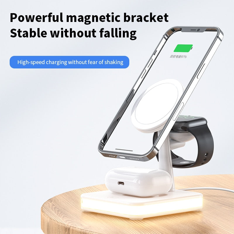 25W 4 In 1 Magnetic Wireless Charger Stand For iPhone 14 13 12 Pro Max Apple Apple 8 7 6 Airpods  Fast Charging Dock Station ShopOnlyDeal