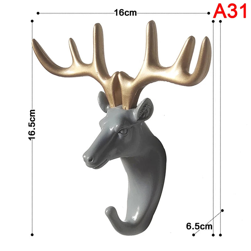 Multi Colour Deer Head Animal Decorative Hooks Wall Hanging Behind Door Wall Clothes Hat Key Holder Storage Rack Home Decor ShopOnlyDeal