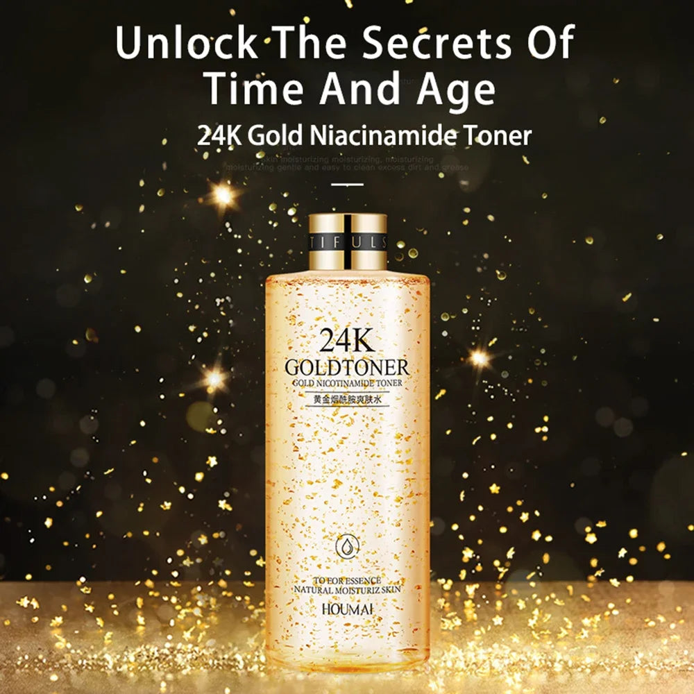 300ml Face 24K Gold Nicotinamide Toner | Moisturize, Oil Control, Shrink Pores, Anti-Aging, Whiten, Brighten | Tone Skin Care Water ShopOnlyDeal