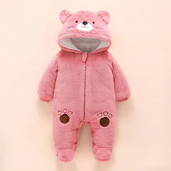 0-12M Baby Rompers Cute Bear Toddler Girls Overall Jumpsuit Winter Warm Hooded Cotton Baby Boys Romper Infants Crawling Clothing ShopOnlyDeal