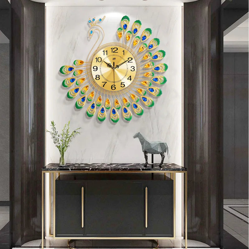 Simple Clocks and Watches Wall Decor Peacock Creativity Large Wall Clock Popular Models Decoration for Home Garden ShopOnlyDeal