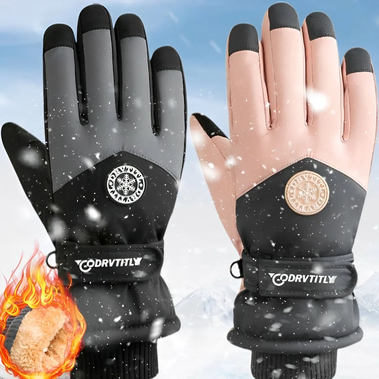 Winter Unisex Snowboard Ski Gloves PU Leather Non-slip Touchscreen Waterproof Motorcycle Cycling Fleece Warm Snow Gloves ShopOnlyDeal