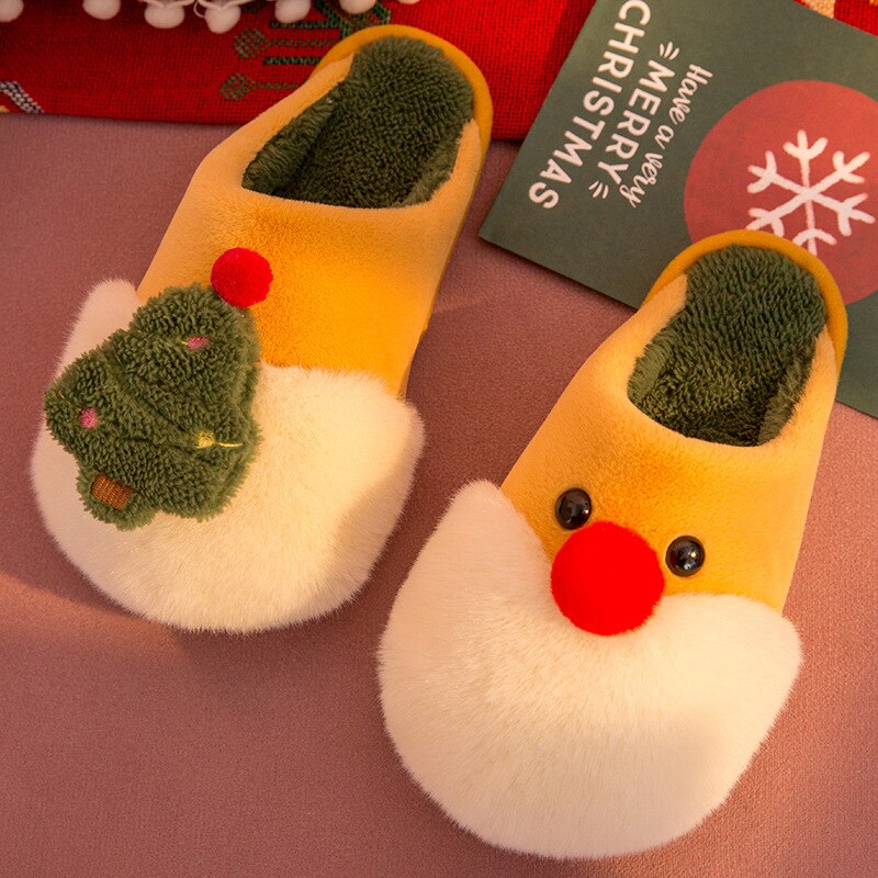 2023 Christmas Cotton Slippers for Women Men Winter Warm Shoes Soft Plush Cute Cartoon Couples Indoor Home Floor Footwear ShopOnlyDeal